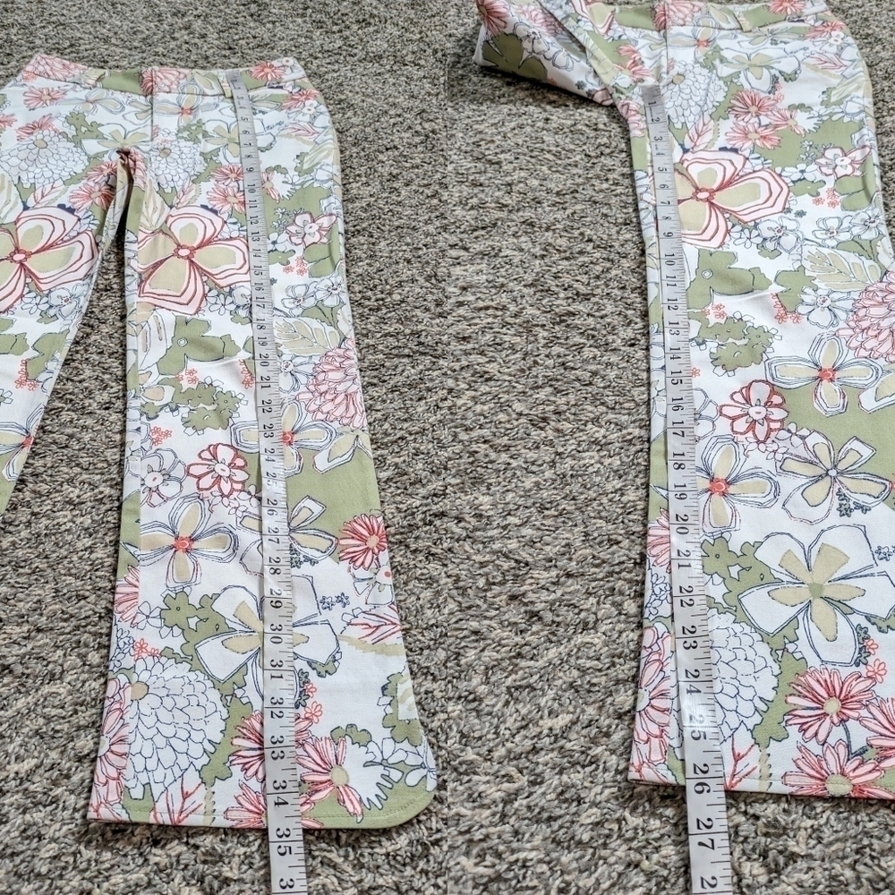 Esprit Floral Print Green and Pink Wide-Leg Pants - Picture 11 of 11